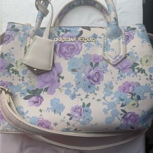 Christian Siriano Purple and Cream Satchel Bag